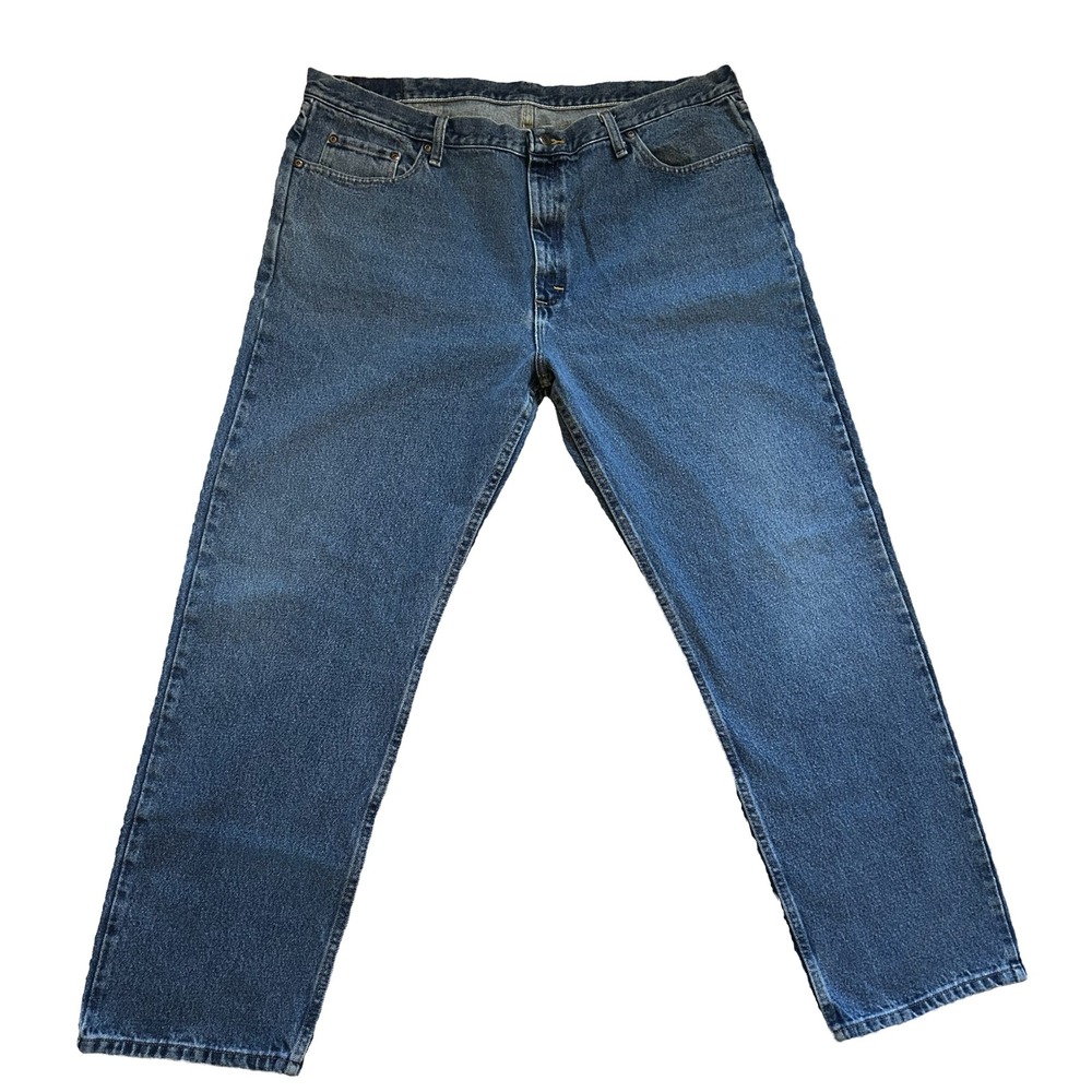 Men's Wrangler Jeans Denim Medium Wash Blue Relaxed Fit 42x32 42 Waist 32 Inseam